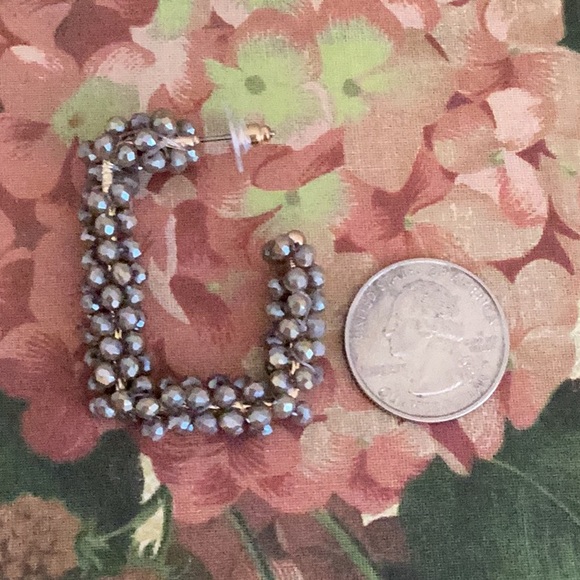 Handcrafted Grayish Crystal Earring on Posts - Picture 7 of 9